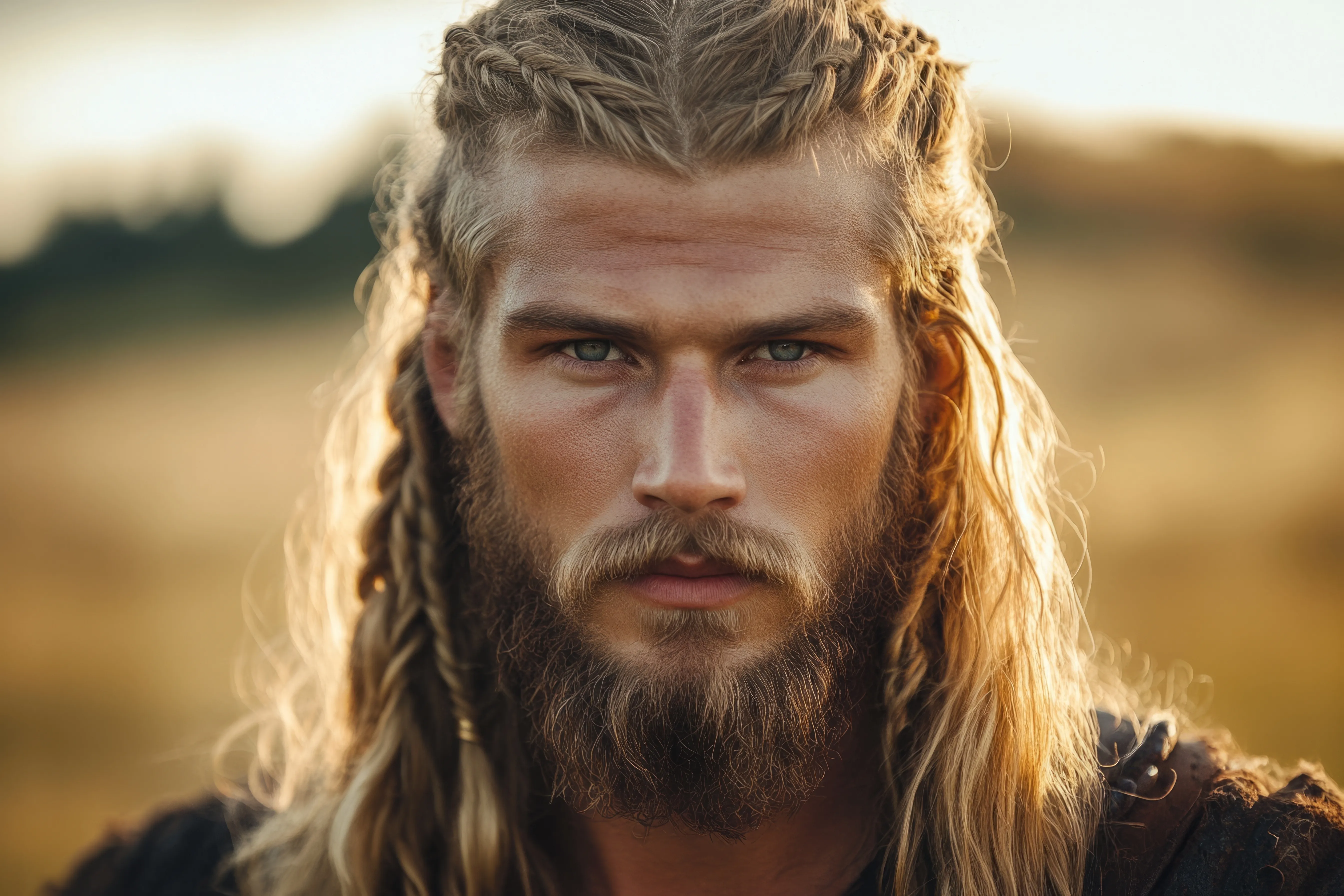 Mann mit Flechtfrisur und langen Haaren