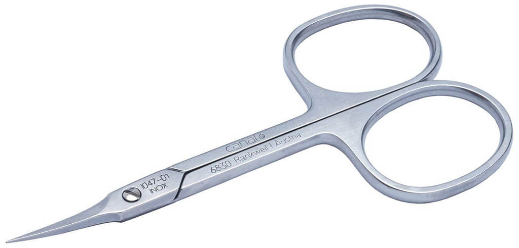 Canal Hautschere gebogen rostfrei 9cm