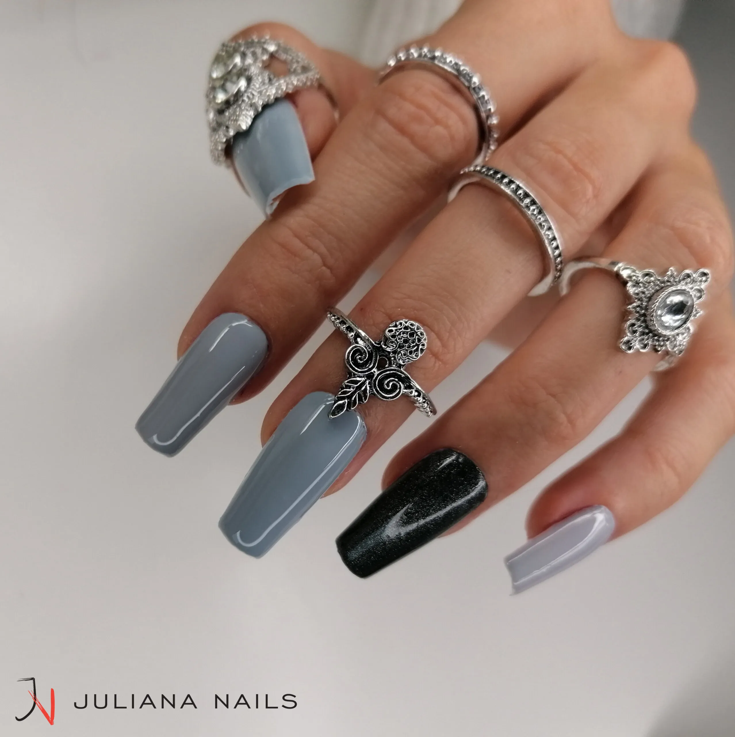 Gelnägel Ballerina Schwarz & Grau