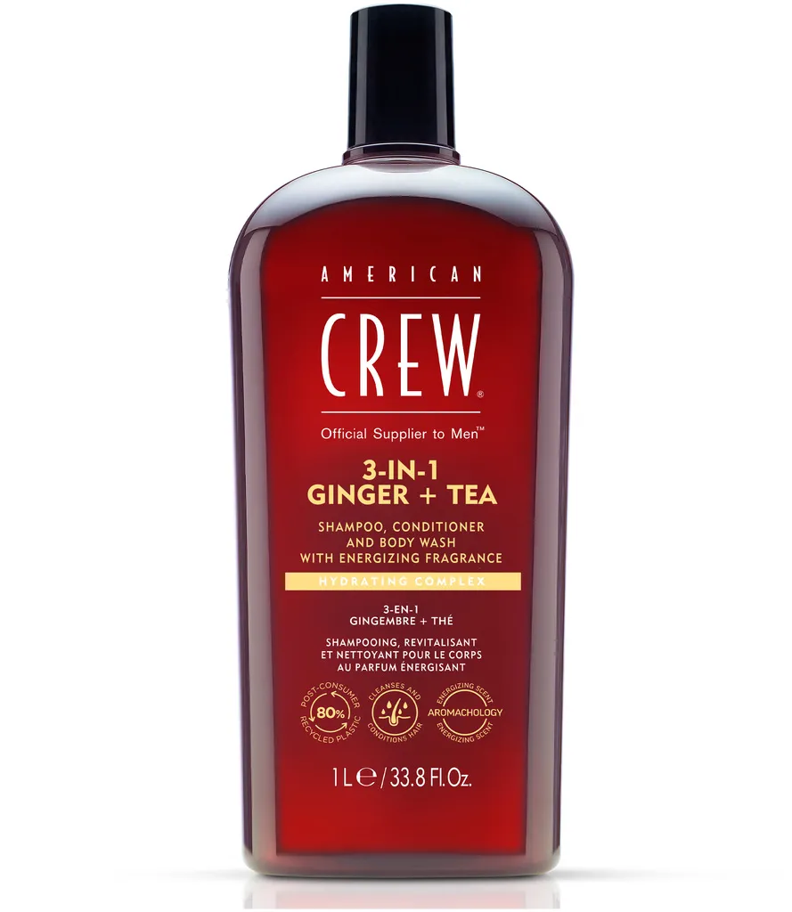 American Crew 3 in 1 Ginger & Tea Shampoo, Conditioner & Body Wash