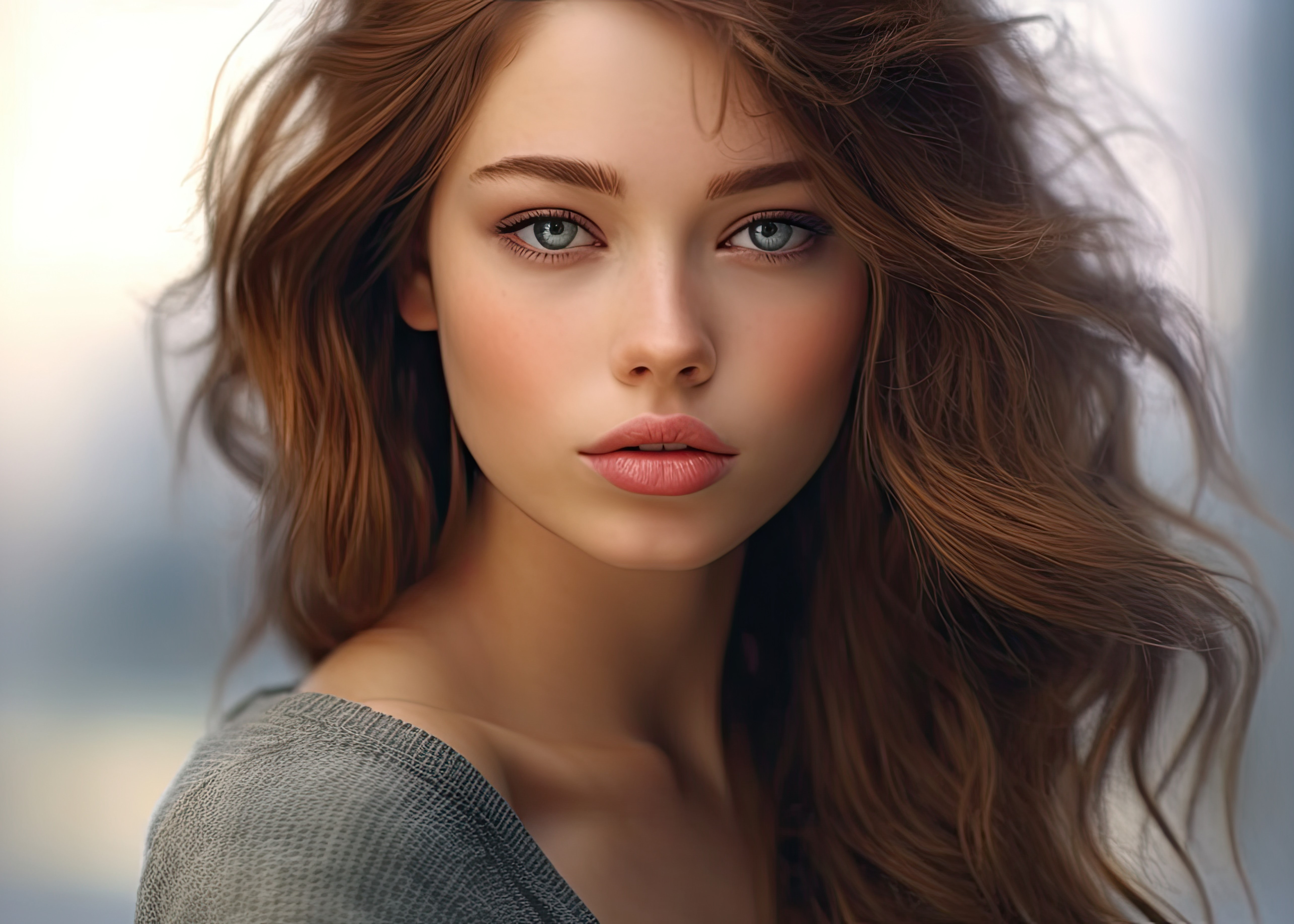 Frau mit braunen Haaren und Stufenschnitt