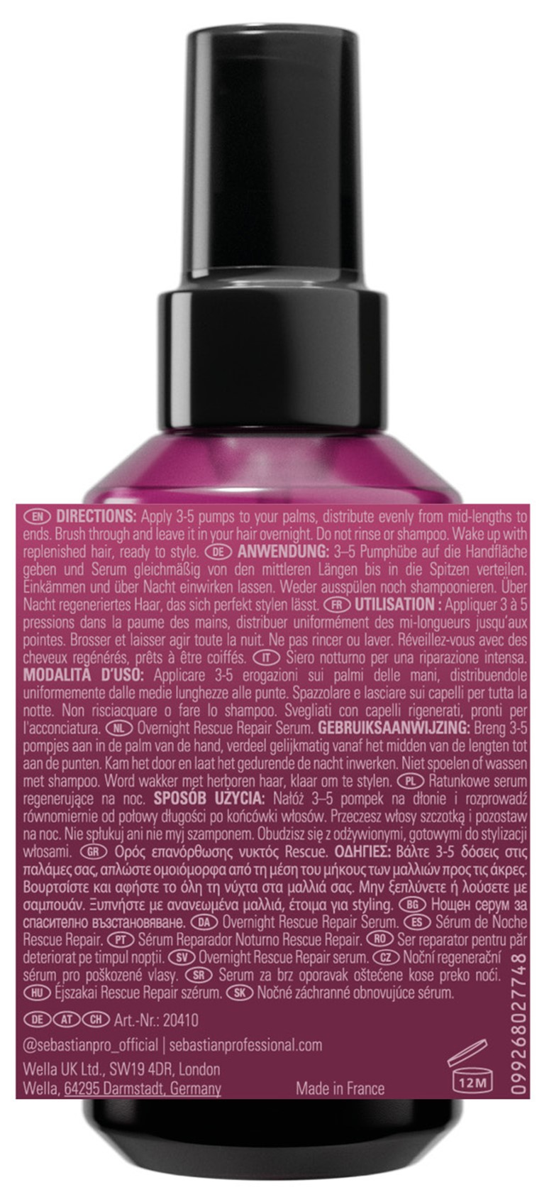 Sebastian Penetraitt Overnight Rescue Repair Serum