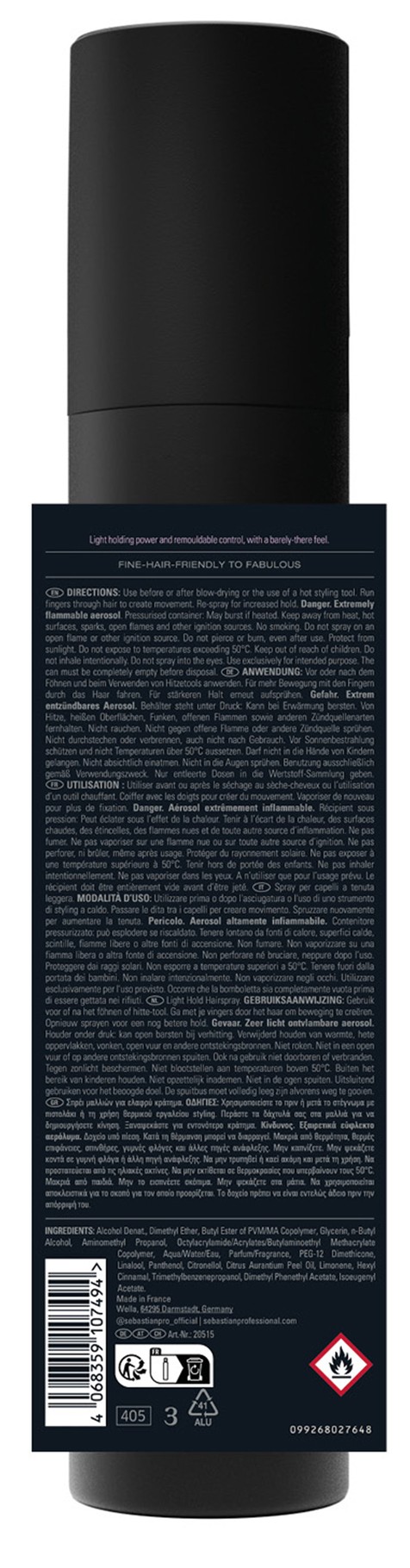 Sebastian Shaper Zero Gravity Light Hold Hairspray