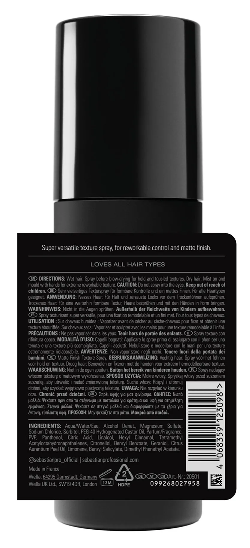 Sebastian Texture Maker Matte Finish Texture Spray